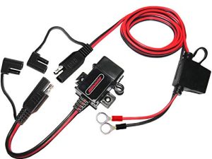 MOTOPOWER MP0609AA 3.1Amp دراجة نارية USB مجموعة منفذ SAE إلى كابل محول USB مع غطاء SAE