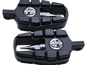 FATECIM Motorcycle Skull Foot Pegs دواسات الدراجة النارية الطريق السريع لوحات مسند القدم مع محولات تثبيت للذكور ومطاط مضاد للانزلاق عالمي لهارلي ديفيدسون (جميع السنوات) هوندا سوزوكي ياماها تريومف (أسود)