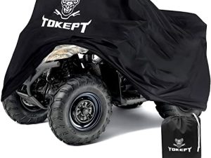غطاء مقاوم للماء للمطر طراز Tokept 190T أسود رباعي الدراجة ATV ATC مقاس 86 بوصة (أسود ، XXL)