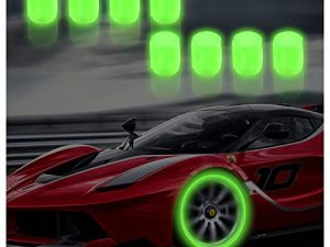 KIFIDAN Luminous Valve Wheel Cover Tire Valve Stem للسيارة ، غطاء هوائي فلورسنت ، غطاء جذع عجلة السيارة المضيء للسيارة ، SUV ، دراجة نارية ، شاحنة ، مركبة كهربائية (8 عبوات) (أخضر)