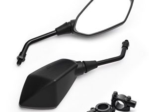 MICTUNING Universal Hawk-eye مرآة الرؤية الخلفية المحدبة - مع 10 مم ، مشبك تثبيت قضيب المقبض متوافق مع كروزر ، سوزوكي ، هوندا ، فيكتوري والمزيد