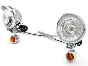 شريط ضوء تمرير دراجة نارية من الكروم من Krator وإشارات انعطاف متوافقة مع Yamaha V-Star Vstar V Star XVS 1100 Custom (يلزم تعديل القوس)