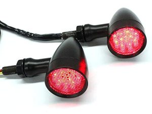 2 قطعة أسود 15 LED للدراجات النارية وقف الفرامل تشغيل مؤشر الانعطاف أضواء حمراء لهارلي هوندا تشوبر (أسود مع ضوء صافي أحمر)