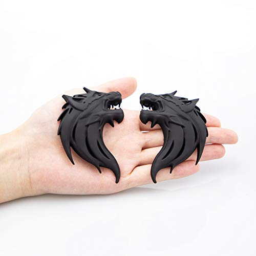 CARRUN 2 قطعة 3D الذئب رئيس شعار معدني سيارة دراجات نارية الجانب الحاجز الخلفي التصميم شارة ملصق مائي (أسود) CARRUN 2 قطعة 3D الذئب رئيس شعار معدني سيارة دراجات نارية الجانب الحاجز الخلفي التصميم شارة ملصق مائي (أسود)