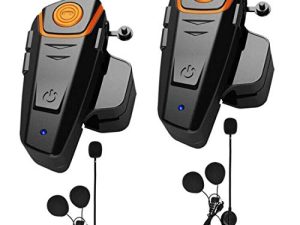 سماعة رأس بلوتوث للدراجات النارية ، HuanGou BT-S2 Bluetooth 5.0 إصدار جديد 1000M خوذة بلوتوث إنترفون تصل إلى 3 راكبي الدراجات تدعم راديو FM ونظام تحديد المواقع والموسيقى بدون استخدام اليدين (مزدوج)