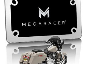 Mega Racer Chrome Harley Davidson إطار لوحة ترخيص دراجة نارية ، جميع الموديلات ، ألومنيوم مع 4 ثقوب ، مقاوم للعوامل الجوية ، ملحقات دراجة نارية ، قطعة واحدة