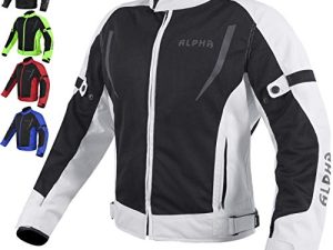 ALPHA CYCLE GEAR HI VIS MESH MOTORCYCLE JACKET FOR MEN RIDING BIKERS RACING DUAL SPORTS BIKE ARMORED PROTECTIVE ... (رمادي ، صغير)