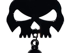 Kustom Cycle Parts Universal Gloss Black Skull Bell Hanger مع جرس أسود لامع - يتضمن الترباس والحلقة. يناسب جميع دراجات هارلي ديفيدسون النارية والمزيد! صنع بفخر في الولايات المتحدة الأمريكية! (أسود لامع)