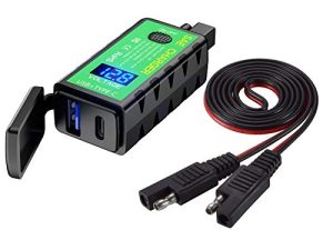 YONHAN Motorcycle USB Charger SAE to USB Adapter ، إجمالي 36 واط مزدوج USB من النوع C PD والشحن السريع 3.0 مع الفولتميتر ومفتاح التشغيل / الإيقاف ، 3 خيارات التثبيت ، للهواتف الذكية اللوحية بنظام تحديد المواقع العالمي (GPS)