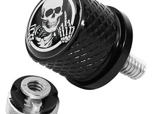 GUAIMI Fender Seat Bolt Screw Nut Kit 1/4 "-20 Thread متوافق مع Harley Sportster Touring Electra Glide Street Glide 1996-2020 -Skeleton Middle Finger-Black