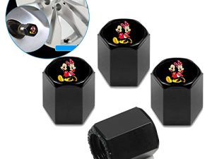 4 قطع من أغطية صمام الهواء لإطارات السيارة من luoji لـ Mickey Mouse Minnie - غطاء جذوع الغبار لإطارات العجلات الآلية مع شعار شعار مقاوم للماء ومقاوم للغبار مناسب للسيارات ، سيارات الدفع الرباعي والشاحنات والدراجات النارية