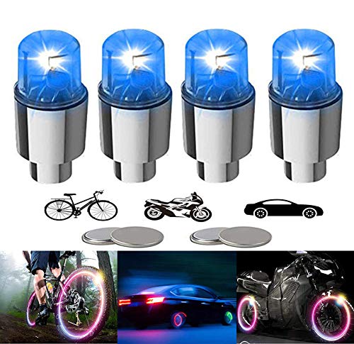 YUERR 4 قطع LED أضواء عجلة الدراجة سيارة إطار صمام جذوع قبعات دراجة نارية مقاومة للماء الإطارات وتحدث أضواء وامضة اكسسوارات عاكسة رائعة للأطفال الرجال والنساء (أزرق) YUERR 4 قطع LED أضواء عجلة الدراجة سيارة إطار صمام جذوع قبعات دراجة نارية مقاومة للماء الإطارات وتحدث أضواء وامضة اكسسوارات عاكسة رائعة للأطفال الرجال والنساء (أزرق)