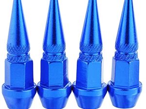 Abfer Spike Valve Stem Caps غطاء ضغط الإطارات الطويل للعجلة غطاء هواء مناسب لمعظم السيارات والشاحنات والدراجات النارية ، أزرق