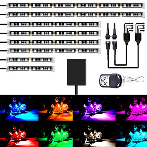 8 قطعة من أطقم إضاءة LED للدراجات النارية شرائط تيار مستمر 12 فولت مقاوم للماء RGB متعدد الألوان تحت الوهج نيون تأثير الأرض مع مشابك عن بعد ومواد لاصقة 8 قطعة من أطقم إضاءة LED للدراجات النارية شرائط تيار مستمر 12 فولت مقاوم للماء RGB متعدد الألوان تحت الوهج نيون تأثير الأرض مع مشابك عن بعد ومواد لاصقة