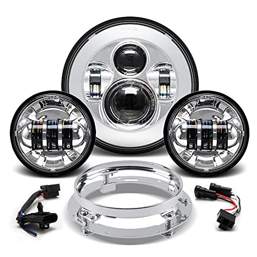 Tugwuetlwu 7 "LED Headlight 4.5" Auxili Fog Lights Kit for Motorcycle متوافق مع Harley Davidson Road King Electra Glide Street Glide Heritage Softail Deluxe Ultra Limited CVO Ultra Classic Tugwuetlwu 7 "LED Headlight 4.5" Auxili Fog Lights Kit for Motorcycle متوافق مع Harley Davidson Road King Electra Glide Street Glide Heritage Softail Deluxe Ultra Limited CVO Ultra Classic