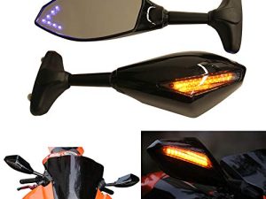 مرايا الرؤية الخلفية للدراجات النارية مع إشارة انعطاف LED متوافقة مع Honda Kawasaki Suzuki