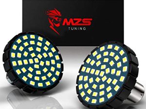 MZS 2 "1157 Turn Signal LED Bulb Running Light Kit Bullet Style w / Dual Color (48White + 48Amber) متوافق مع معظم الدراجات النارية العائلية (حزمة من 2) أمامي أو خلفي