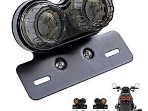 ANKIA 40-LED 40W مصباح خلفي للدراجة النارية مصباح تشغيل مدمج بفرامل وإشارة انعطاف مع دعامة لوحة ترخيص لمروحية Harly Motorcycle Street Cruiser (أسود)