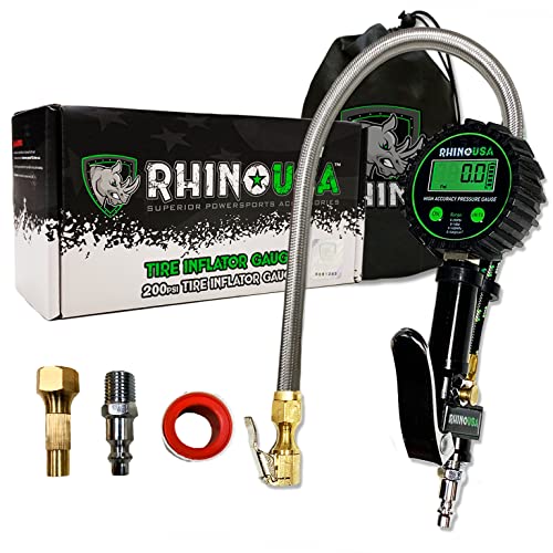 منفاخ إطارات رقمي من Rhino USA مع مقياس ضغط (0-200 PSI) - ANSI B40.7 دقيق ، قرص سهل القراءة 2 بوصة ، خرطوم مضفر ممتاز ، أجهزة نحاسية صلبة ، الأفضل لأي سيارة ، شاحنة ، دراجة نارية ، RV منفاخ إطارات رقمي من Rhino USA مع مقياس ضغط (0-200 PSI) - ANSI B40.7 دقيق ، قرص سهل القراءة 2 بوصة ، خرطوم مضفر ممتاز ، أجهزة نحاسية صلبة ، الأفضل لأي سيارة ، شاحنة ، دراجة نارية ، RV