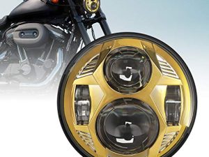 LX-LIGHT 51W Motorcycle 5-3 / 4 5.75 LED مصباح أمامي متوافق مع دراجة نارية 883 ، سبورتستر ، ثلاثي ، متسابق منخفض ، انزلاق عريض ، ذهبي