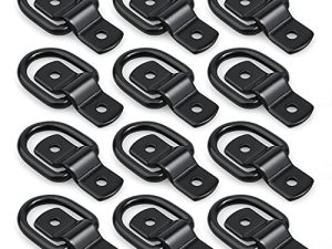 EXCELFU 12 حزمة D-Ring Tie Downs ، 1/4 "D-Rings Anchor Lashing Ring for Load on Trailers Trucks RV Campers Vans ATV SUV Boats Motor وغيرها من المركبات ، حلقة ربط شديدة التحمل مع قوس تصاعد
