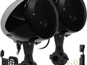 مضخم صوت GoHawk AN4 Gen.3 الكل في واحد مدمج 4 "كامل المدى مقاوم للماء بلوتوث للدراجات النارية مكبرات صوت ستيريو مع نظام مضخم صوت مع AUX لـ 1 إلى 1-1 / 4 بار Harley ATV RZR UTV 4 Wheeler (AN4 أسود)