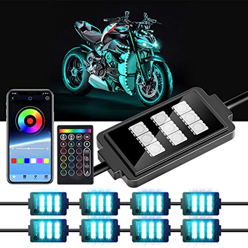 MUENING 8 جهاز كمبيوتر شخصى مجموعة إضاءة تحت الشفق للدراجات النارية RGB LED قطاع أضواء ، نيون متعدد الألوان مع وحدة تحكم عن بعد ذكية | متوافق مع عربات الترايكيس كروزر سكوتر ATVs UTVs MUENING 8 جهاز كمبيوتر شخصى مجموعة إضاءة تحت الشفق للدراجات النارية RGB LED قطاع أضواء ، نيون متعدد الألوان مع وحدة تحكم عن بعد ذكية | متوافق مع عربات الترايكيس كروزر سكوتر ATVs UTVs