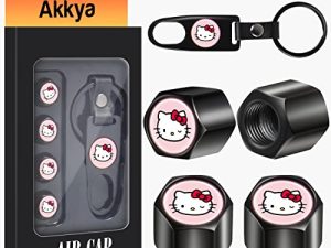 Akkya Tyre Valve Stem Caps غطاء للسيارة ، دراجة ، دراجات نارية ، جرارات ، دراجات جبلية ، شاحنات لطيفة ، Kawaii ، كارتون ، قط أسود ، معدن كروم ، غطاء ضغط الهواء ، أجزاء إكسسوارات العجلات