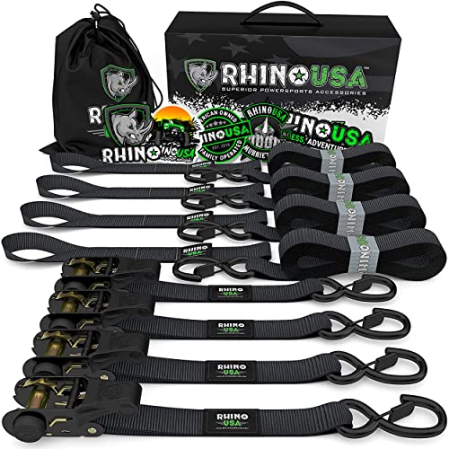 أشرطة ربط سقاطة من RHINO USA (4PK) - 1،823 رطلًا مضمونًا لقوة الكسر القصوى ، بما في ذلك (4) أربطة رباط بريميوم 1 بوصة × 15 قدم مع مقابض مبطنة. الأفضل لنقل البضائع وتأمينها أشرطة ربط سقاطة من RHINO USA (4PK) - 1،823 رطلًا مضمونًا لقوة الكسر القصوى ، بما في ذلك (4) أربطة رباط بريميوم 1 بوصة × 15 قدم مع مقابض مبطنة. الأفضل لنقل البضائع وتأمينها