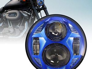 LX-LIGHT Blue 51W 5-3 / 4 "5.75" مصباح LED دائري متوافق مع Dyna Street Bob Super Wide Glide Low Rider Night Rod Train Softail Deuce Custom Sportster Iron 883