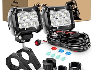 Nilight ZH060 2PCS 4 بوصة 18W ضوء الفيضانات LED قوس تصاعد شريط أفقي أنبوب المشبك مع الأسلاك على الطرق الوعرة تسخير 2 يؤدي ، 2 سنة الضمان