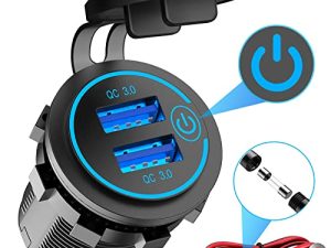 Quick Charge 3.0 Dual USB Charger Socket ، Qidoe مقاوم للماء 12V USB Outlet 36W Dual QC3.0 USB Power Socket مع Touch Switch DIY Car USB Port للسيارة قارب مارين RV دراجة نارية حافلة شاحنة جولف عربة إلخ