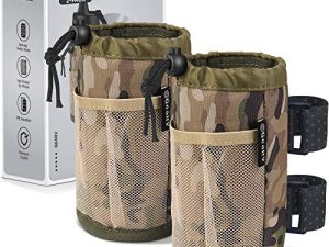 حامل أكواب GEARV 2Pack للدراجة والسكوتر والكرسي المتحرك ، وحامل زجاجة المياه لـ UTV / ATV ، ووكر ، وعربة الجولف والشاطئ ، وملحقات حامل المشروبات العالمية مع جيب شبكي وقفل للسلك (أصفر كامو)