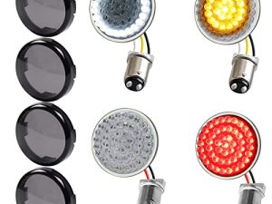 إشارات انعطاف LED خلفية أمامية 1156 من MotoParAcc 1156 ، 2 بوصة رصاصة 12 فولت ، مصابيح تشغيل وامض للدراجات النارية لـ Harley Dyna ، Road King ، Sportster 1200 ، Iron 883