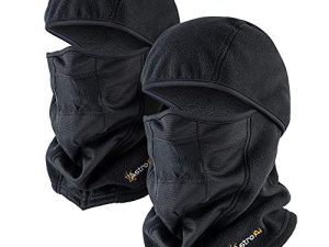 قناع تزلج AstroAI Balaclava للتزلج ، عبوة من قطعتين ، غطاء قناع وجه حراري من الصوف الشتوي للرجال والنساء ، مقاوم للرياح ، تنفس ، معدات الطقس البارد للتزلج ، العمل في الهواء الطلق ، ركوب الدراجات النارية والتزلج على الجليد ، أسود