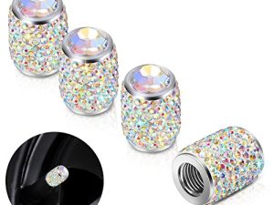 أغطية صمام جذعي للإطارات Bling ، أغطية إطارات كريستالية من حجر الراين اللامع أغطية صمام إطار السيارة العالمية ضد الغبار لشاحنة SUV للدراجات النارية والدراجات النارية (AB)