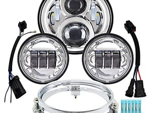 AlyoNed مصباح أمامي LED للدراجات النارية مقاس 7 بوصات مقاس 4.5 بوصات ، مجموعة DOT متوافقة مع Harley Davidson Fat Boy Street Glide Heritage Softail Road King Switchback Electra Glide Ultra Classic Chrome