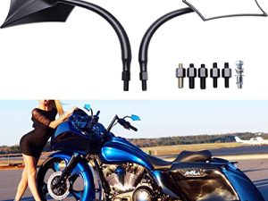 مرايا جانبية للرؤية الخلفية باللون الأسود مقاس 8 مم / 10 مم متوافقة مع Cruiser Chopper Sportster Dyna Softail Street Bike Scooter Dirt Bike والمزيد