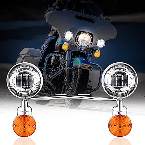 INNOGLOW دراجة نارية تمرير شريط الضوء إشارات الانعطاف أضواء الضباب مجموعة الكروم الصلب ل Harley Suzuki Kawasaki Yamaha Metric Cruisers INNOGLOW دراجة نارية تمرير شريط الضوء إشارات الانعطاف أضواء الضباب مجموعة الكروم الصلب ل Harley Suzuki Kawasaki Yamaha Metric Cruisers