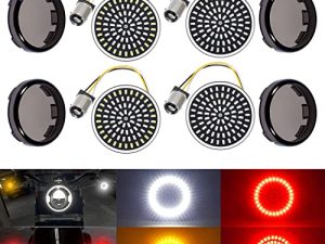 Benlari 1157 LED إشارات الانعطاف الأمامية والخلفية 81 مصباح LED فائق السطوع مجموعة أغطية العدسات 1986-2022 متوافقة مع Harley Davidson Touring Dyna Softail Sportster Street Glide Road Glide Iron 883