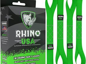 أحزمة ربط للدراجات النارية Rhino USA Soft Loop (4PK) - 10.427 رطل أقصى قوة كسر 1.7 بوصة × 17 بوصة للاستخدام مع حزام السقاطة (حزم 4 خضراء)