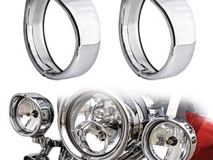 NTHREEAUTO Passing Lamp Trim Rings ، 4.5 Inch Fog Lights Visor Chrome متوافق مع Harley Touring ، Road King ، Softail ، Street Glide ، Sportster ، Electra Glide