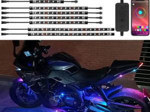 مجموعة مصابيح LED للدراجات النارية FCPVHOY ، مصابيح الدراجة النارية RGBIC Dream Color Cotorcycle ، مجموعة مصابيح LED تحت الشفق للدراجات النارية مع التحكم في التطبيق لـ Harley Davidson Honda Kawasaki Suzuki , 12V ، 10PCS