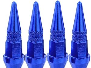 غطاء صمامات إطارات الهواء المعدني من Lunsom ، أغطية جذعية لصمام سبايك ، إكسسوارات وأغطية ضغط الإطارات والغبار تناسب معظم الدراجات النارية في السيارة (4 قطع باللون الأزرق)