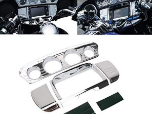 Buyinhouse Seat Bolt Street Glide الزجاج الأمامي لـ Harley Davidson Touring Electra Glide Street Glide Ultra Limited & Tri-Glide Ultra 2014-2019 مجموعة أدوات قياس لوحة القيادة للدراجات النارية من الكروم