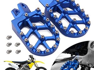 JFG RACING DRZ400 أوتاد القدم ، أوتاد القدم للدراجة الترابية ، أوتاد القدم للدراجات النارية CNC العريضة MX لـ DR-Z400 DR-Z400E DR-Z400S DR-Z400SM RM250 RM250Z RMX250 - أزرق