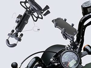 حامل هاتف للدراجة النارية من venshun مصنوع من سبائك الألومنيوم قوي ومتين بقاعدة ثنائية U-Bolt قابلة للدوران 360 درجة مناسبة لجميع الهواتف دراجة نارية المقود حامل الهاتف