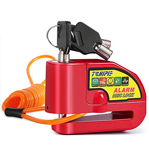 Tchipie Disc Brake Lock إنذار للدراجات النارية مع صوت إنذار 110 ديسيبل ، قفل قرص أمان لمنع السرقة لدوار فرامل 7 مم ، شديد التحمل مع كابل تذكير 5 أقدام للدراجات النارية Tchipie Disc Brake Lock إنذار للدراجات النارية مع صوت إنذار 110 ديسيبل ، قفل قرص أمان لمنع السرقة لدوار فرامل 7 مم ، شديد التحمل مع كابل تذكير 5 أقدام للدراجات النارية