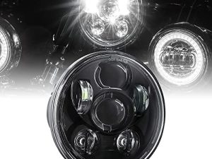 5.75 بوصة (5 3/4) مصباح أمامي Harley LED لسيارة Harley Davidson [أسود] مصباح أمامي دائري LED للدراجات النارية من أجل Dyna Street Bob Super Wide Glide Low Rider Night Rod Train Softail Sportster