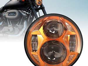 LX-LIGHT DOT معتمد 51W 5-3 / 4 "5.75" مصباح LED دائري للعرض متوافق مع دراجات Haley النارية ، برتقالي